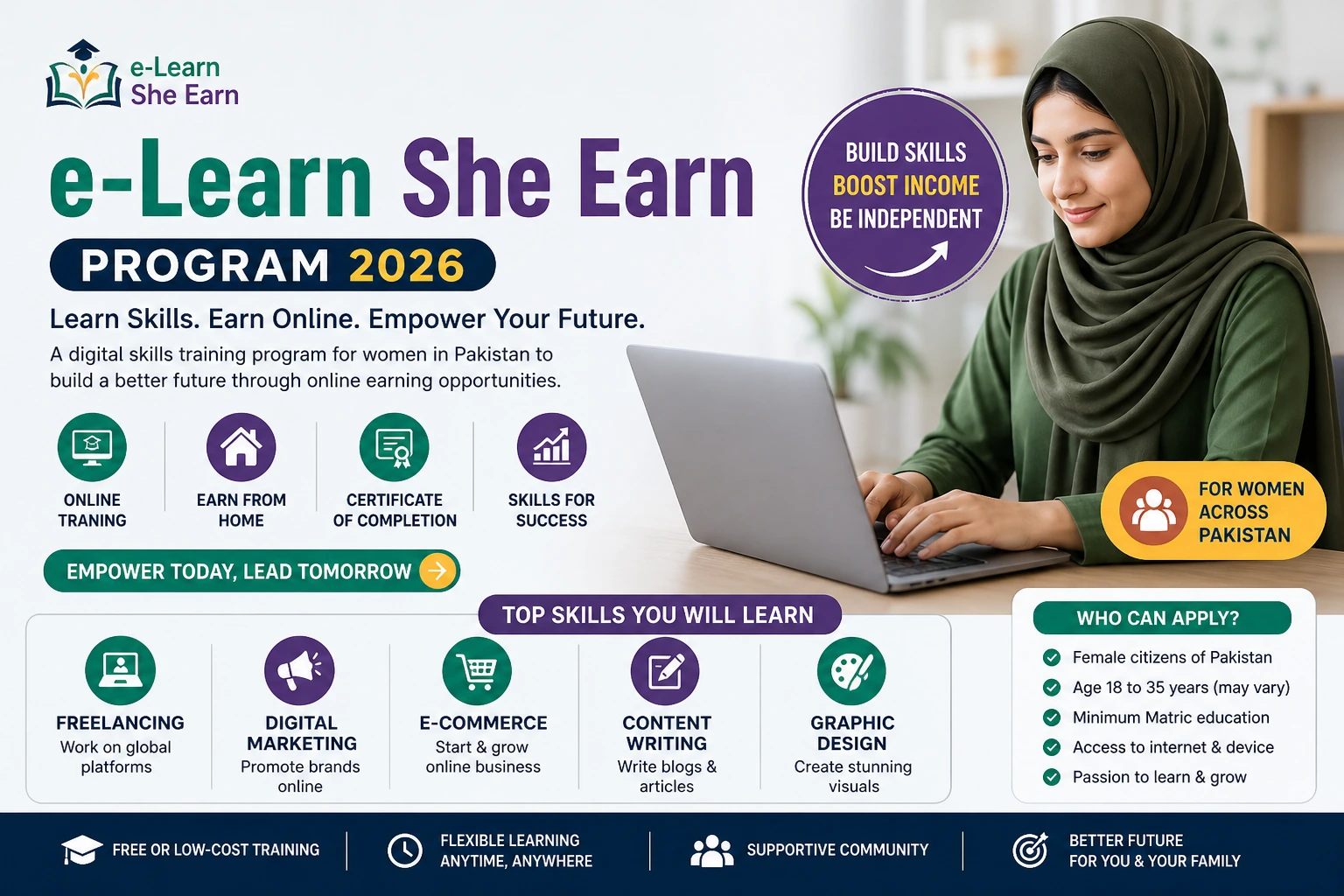 e-Learn She Earn Program 2026: Free Digital Skills Training